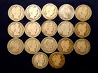Lot of 17 Liberty, Barber Half Dollars 90% Silver