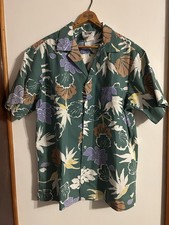 Hilo Hattie Hawaiian Shirt Men  s Large Green Floral Aloha Camp Made in Hawaii