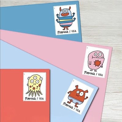 USPS 2021 Message Monsters Forever Stamps Sheet of 20, Cartoon