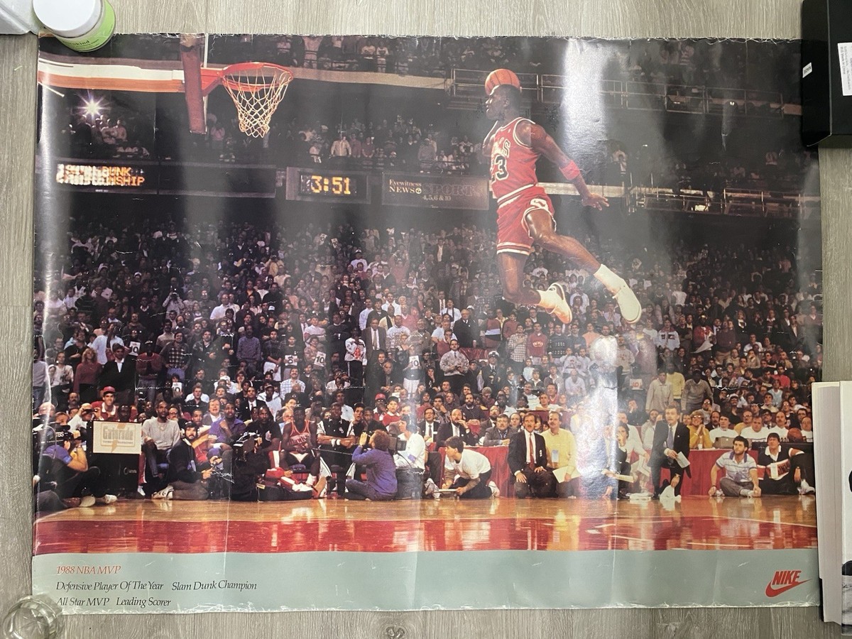 1988 NIKE POSTER CARDS MICHAEL JORDAN NBA MVP SLAM DUNK CHAMPION