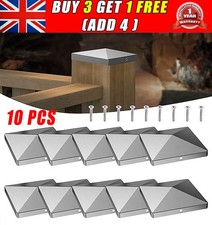 10PC Square 3x3/4x4" Fence Post Caps Garden Stainless Steel Weatherproof Toppers