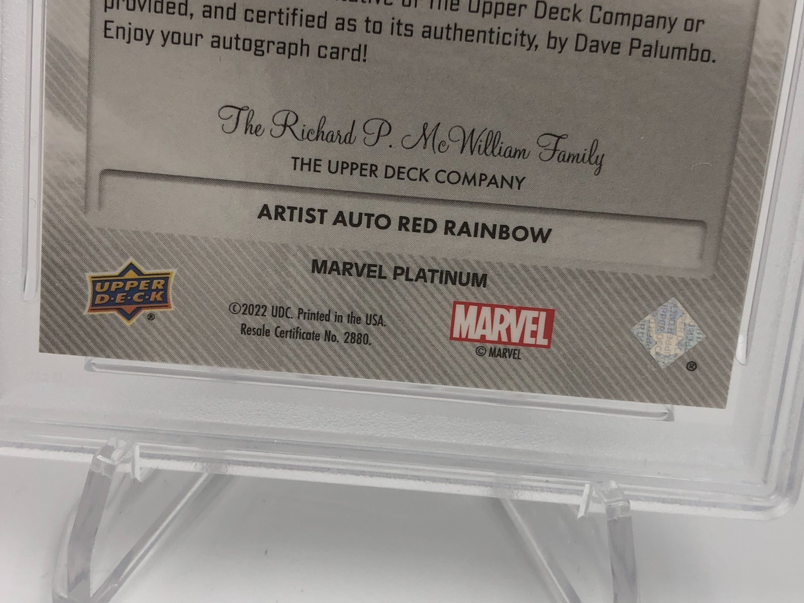 DAVID PALUMBO AUTO card 2023 MARVEL PLATINUM Art HUMAN TORCH Signed grade PSA 9 view 11