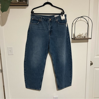 #ad NWT Gap Curvy Barrel High Rise 100% Cotton Denim Blue Jeans Size 18 34 $50.00