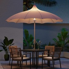 9ft Outdoor Pagoda Patio Umbrella with Lights, Patio Table Market Umbrella