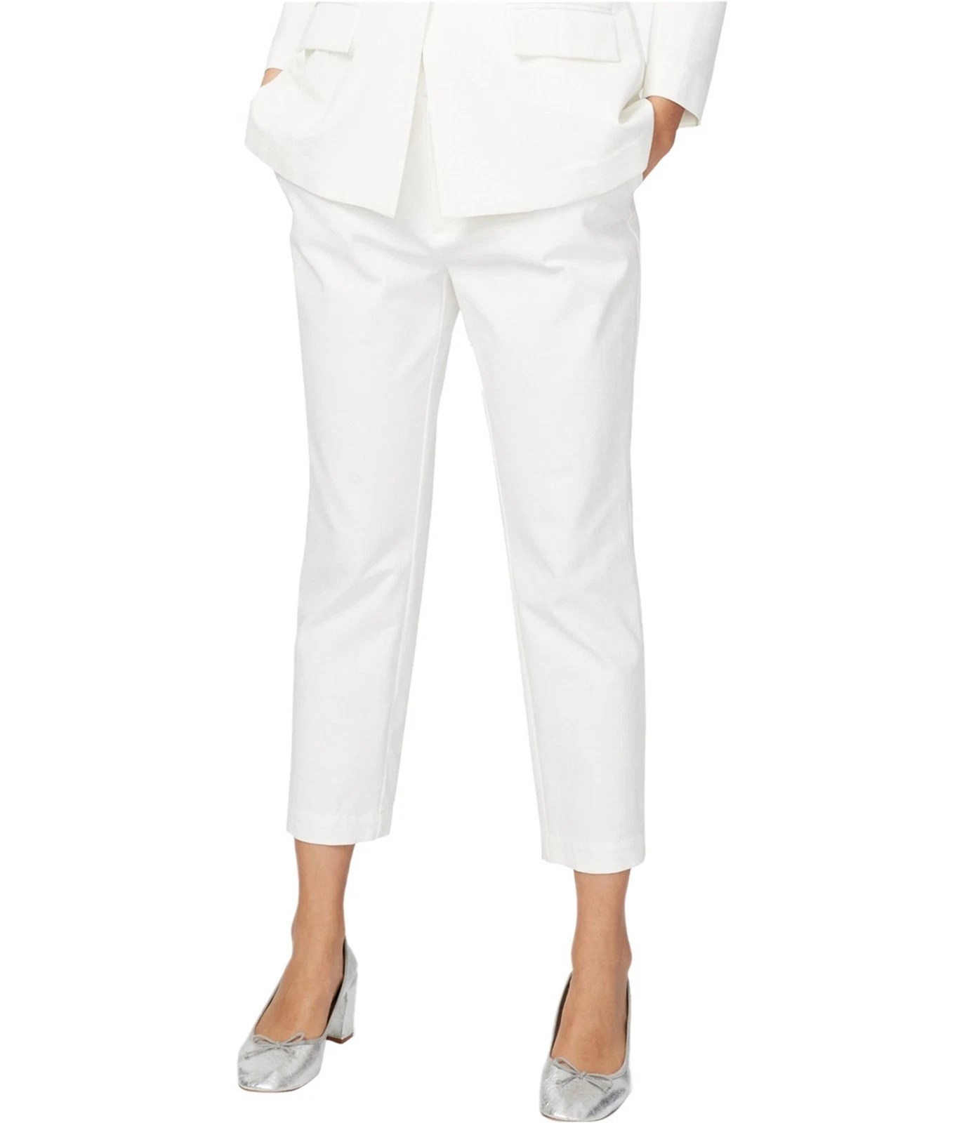Rachel Roy Womens Vicky Tapered Cropped Capri Casual Pants, white, 10