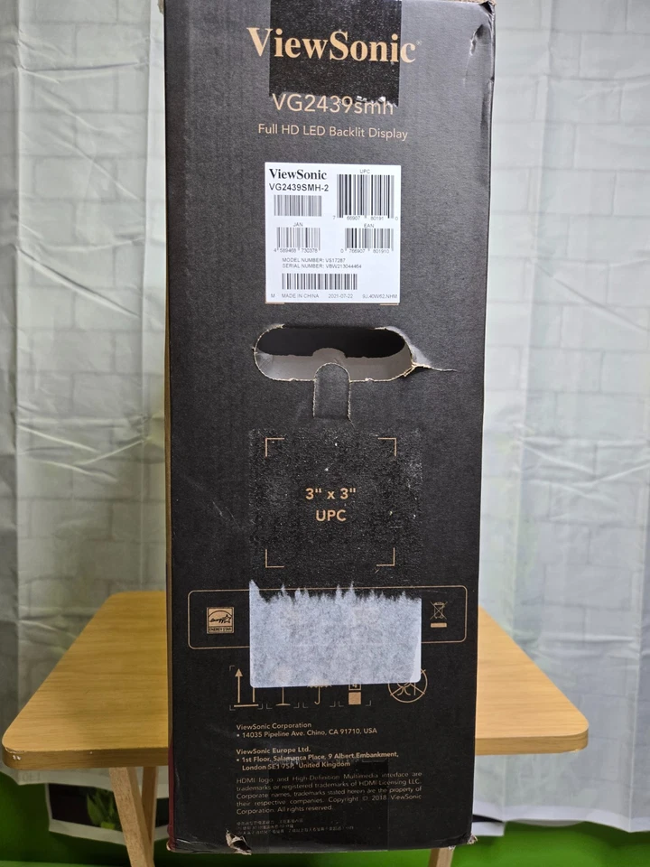 ViewSonic VG2439SMH 24” Full HD Ergonomic LED Monitor New in Box W/All cables - Image 3 of 4