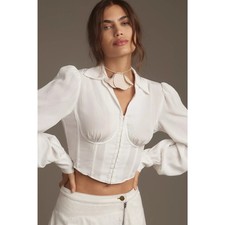 ASTR The Label Joree Long Sleeve Whimsical Fairy Corset Top White NWT S
