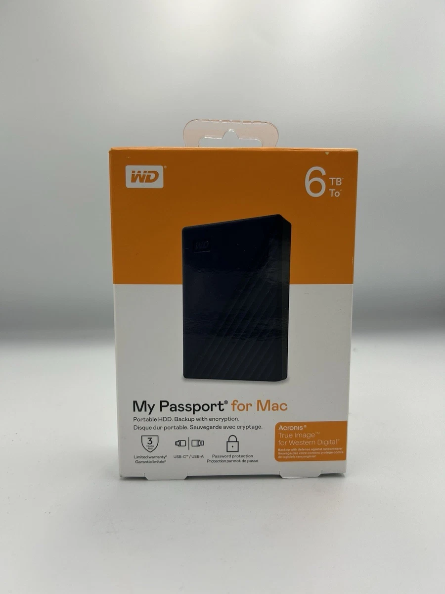 WD My Passport for Mac 6TB Portable External HDD USB 3.2 Midnight Blue