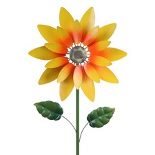 61 INCH METAL SUNFLOWER WIND SPINNER OUTDOOR KINETIC GARDEN YARD ART