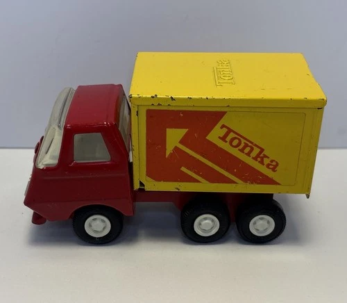Vintage 1970's Tonka Mini Red & Yellow Delivery Box Truck Toy Truck