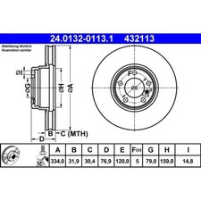 2x ATE 24.0132-0113.1 Bremsscheibe für BMW 7 E38 Bremsscheiben