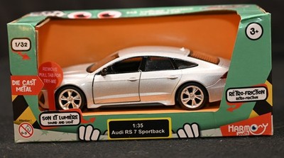 Harmony Jouets 1:35 Audi RS 7 Sportback Silver Diecast Sound Light Pullback NIB