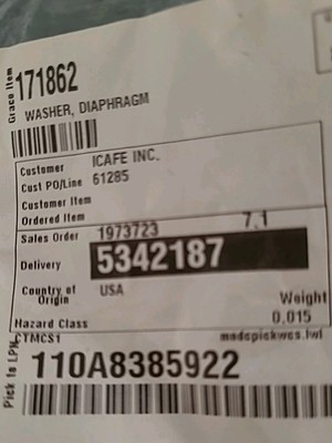 #ad Graco 171862 WASHER DIAPHRAGM $3.50