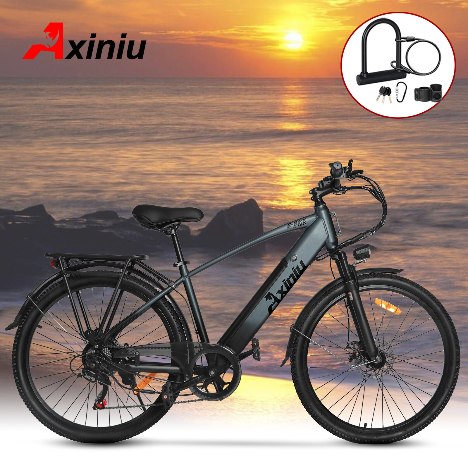 Axiniu 750W 26 Inch Electric Commuter Bike for Adults with Powerful Motor