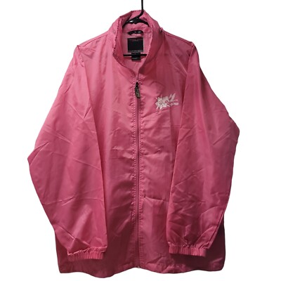 TRAVEL GEAR XL Rain Jacket Polar  Pink Wind Water Resistant Hummingbird Flower