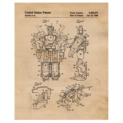 Classic Voltron Transformer Patent Prints, 1 (11x14) Art Decor Home Work Office