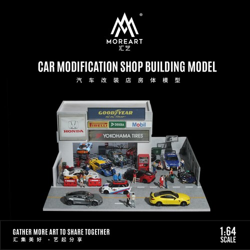 Diorama 1/64 modellino auto garage illuminazione LED auto tuning officina scena modello regalo - Foto 17 di 20