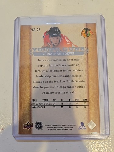2024-2025 Upper Deck Series 1 Jonathan Toews Young Guns Renewal Blackhawks - Picture 2 of 2