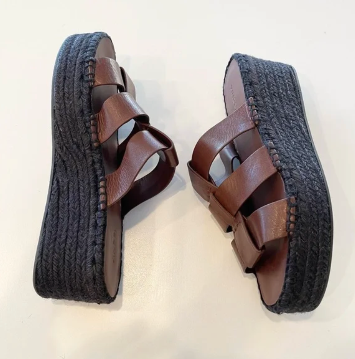 Vince Sabella Mahogany Brown Espadrille Wedge Sandals  display picture 3