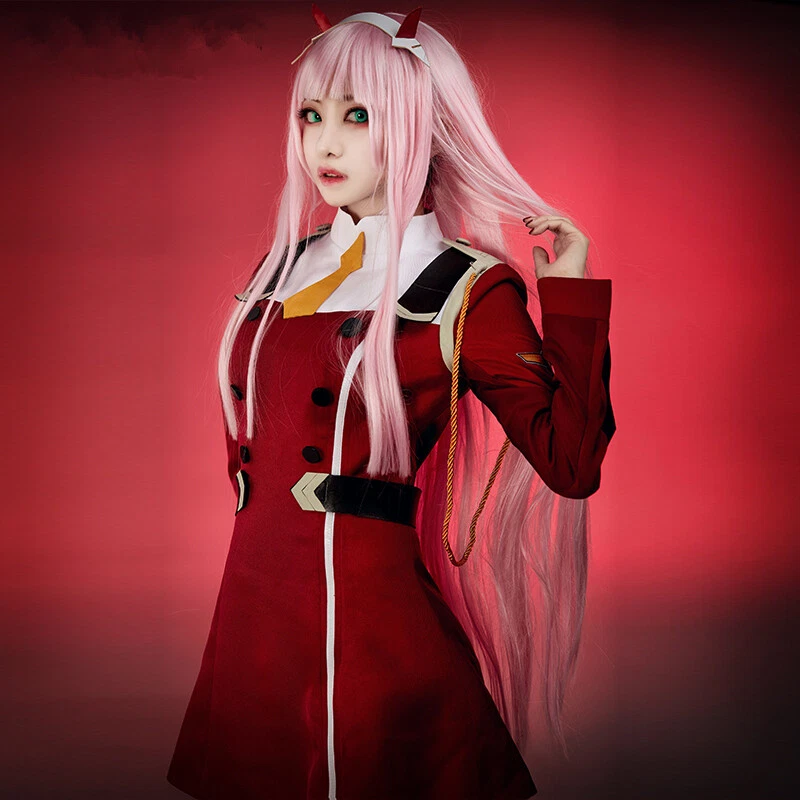 Darling In The Franxx Zero Two Cosplay Party Costume Uniform Women Red  Dress Anime Outfits Set Gifts