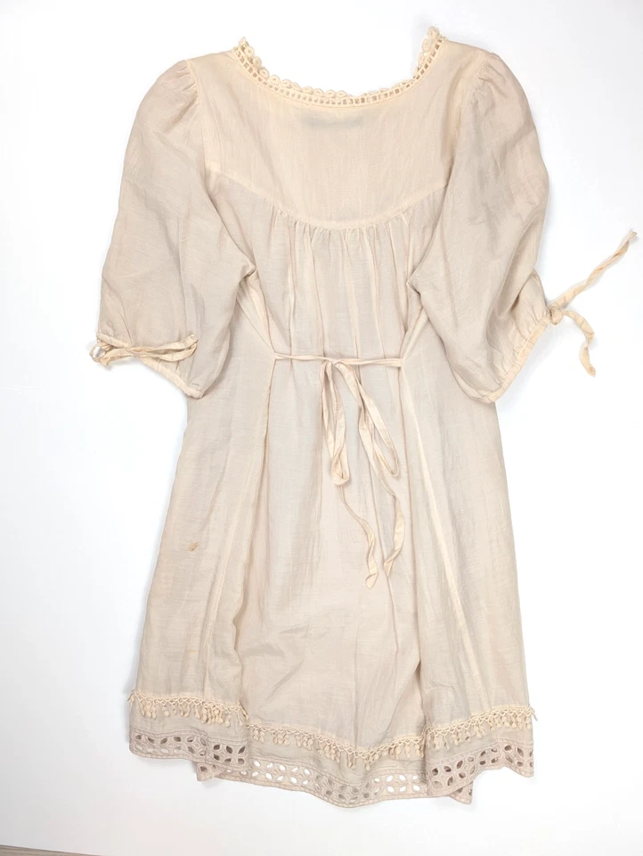 Vestido para mujer Anthropologie Azel Hazel beige crema mezcla algodón seda talla grande Foto 2 de 4