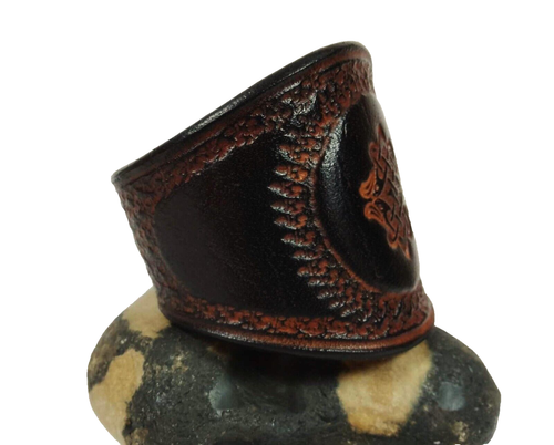Armband Wikinger Greiftier punziert Leder braun Lederarmband Druckknöpfe UNIKAT - Picture 4 of 5