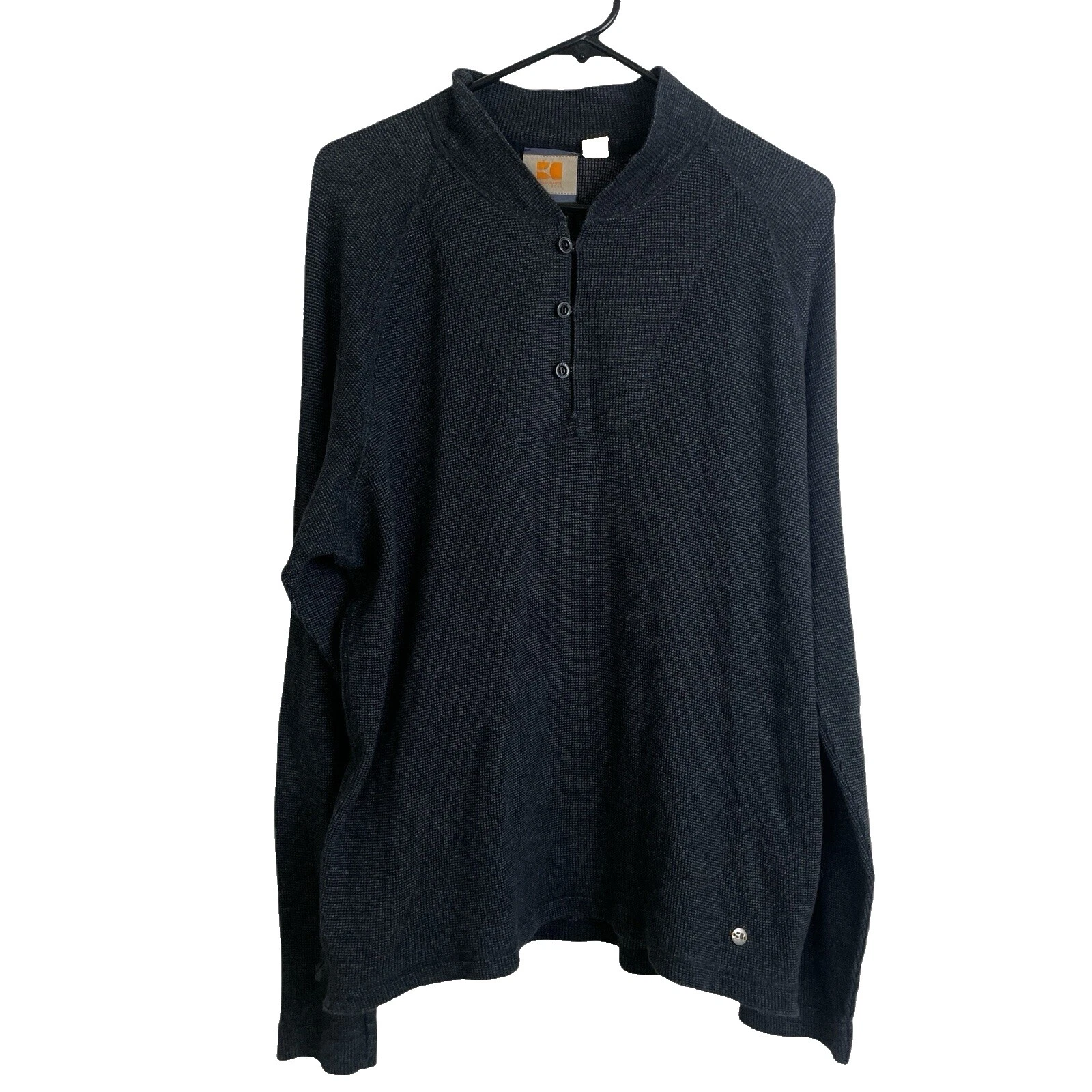 HUGO BOSS Henley Long Sleeve Casual Button-Down Shirts for Men