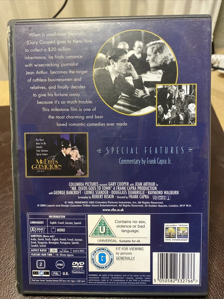 Mr Deeds Goes To Town (DVD, 2005) (GermanFrenchSpanish) - Image 2 of 2