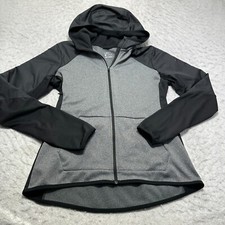 Nike Therma Training Hoodie Gray Black Full Zip Mock Fleece Womens Size Medium M