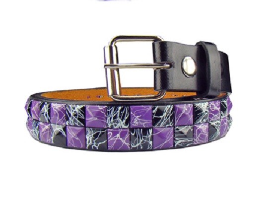 Childrens Kids 2 Row Metal Pyramid Studded Leather Belt w Childrens Kids 2 Row Metal Pyramid Studded Leather Belt w