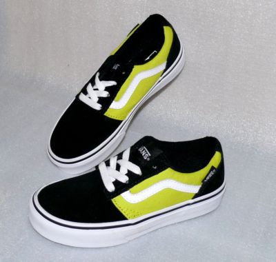 Vans Chapman Stripe Y'S Rauleder Schuhe Freizeit Sneaker EU 31 UK13 Black Neon G
