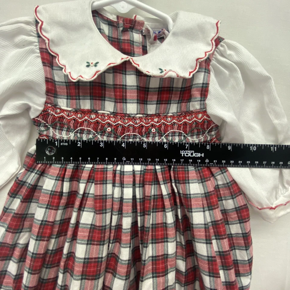 Vtg Jelly n Jam Baby Romper Sz 6 Months Plaid Holiday Xmas - Image 4 of 4