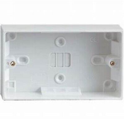 PACK OF TWO Twin 2 Gang Switched Double Wall Socket & Back Box Pattress. 