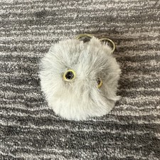 Cat Gray Fluffy Keychain Key Holder Fur Bag Charm School Bag Pom Pom Cat Lady
