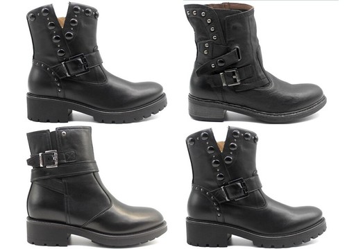 Stivali biker donna Nero Giardini tronchetti boots anfibi berby beatles in  pelle | eBay