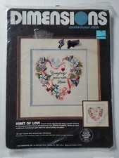 Vtg 1983 Dimensions Heart of Love Counted Cross Stitch Kit  3555 Elaine Cusatis