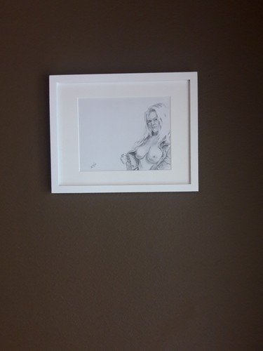 Framed Art: original 8.5x11 pencil sketch of nude woman done by artist ARTuro - Picture 4 of 6
