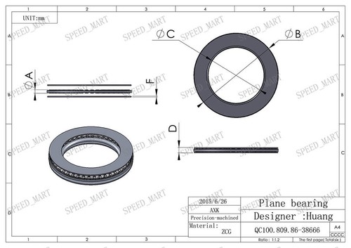 Rodamiento de rodillos con aguja de empuje AXK1730 con dos lavadoras 17 mm x 30 mm x 2 mm - Imagen 3 de 3