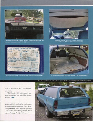 1980 FORD PINTO SEDAN DELIVERY STATION WAGON 2 page COLOR Article - 第 2/2 張圖片