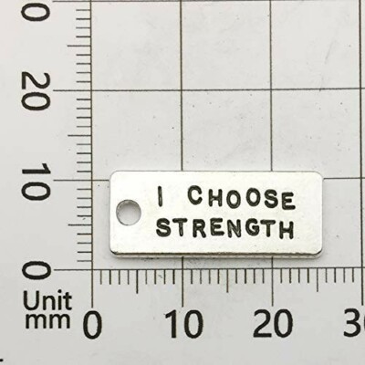 2 Word Charms Quote Pendants Antiqued Silver Inspirational I CHOOSE STRENGTH