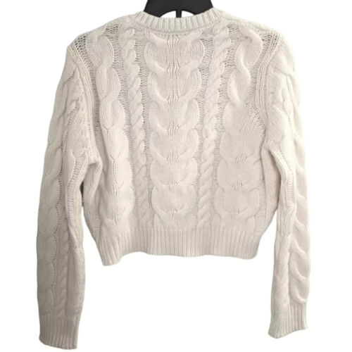 FRAME IvoryOffWhite Cable Knit V-NeckCroppedLongSleevePullover Sweater Sz XS$429 - Picture 17 of 22