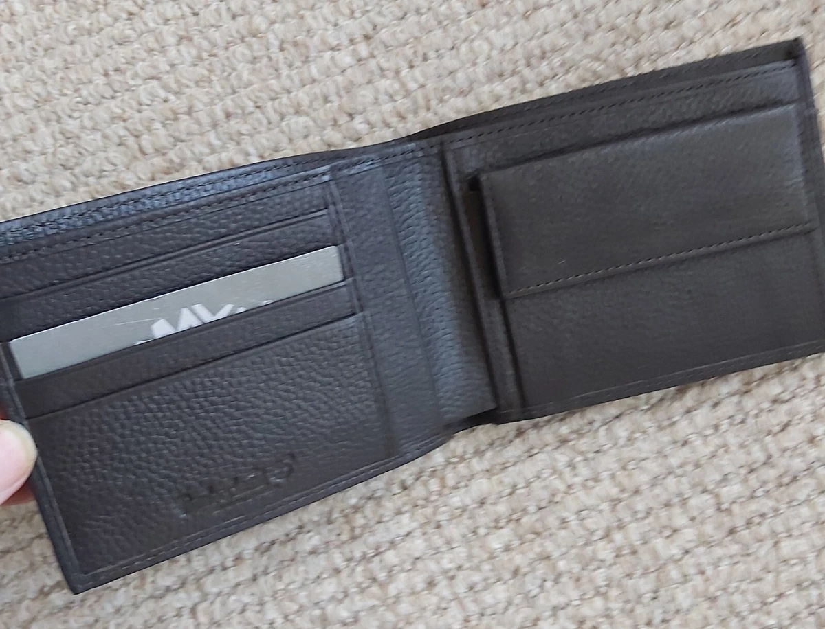 Large TIMBERLAND Mottled DARK BROWN LEATHER Billfold Wallet *COIN  