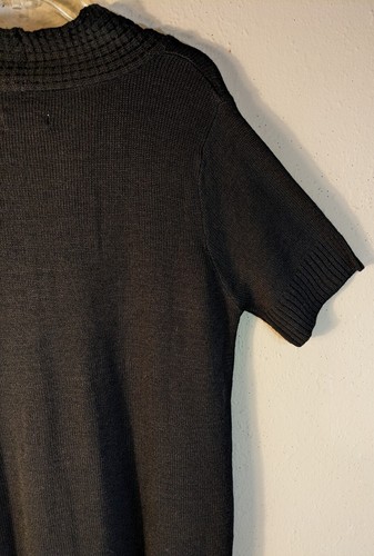 Cato Woman 14/16W Black Sweater Dress S/S Braided Front Ribbed Hem/Cuff V-Neck - Picture 13 of 19
