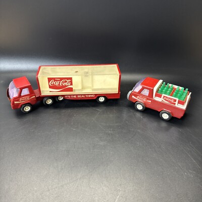 Vintage Buddy L Coca Cola Delivery Trucks, Tractor Trailer Red
