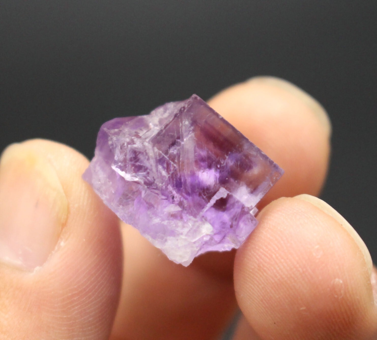 Rare 9.2g natural purple phantom fluorite specimen from China