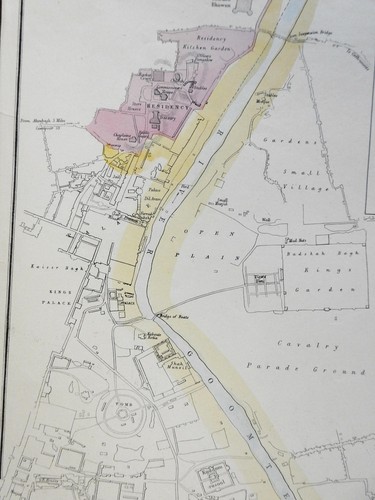 Lucknow India British Raj detailed plan 1856-72 Weller map w/ mud huts shown - Picture 4 of 4