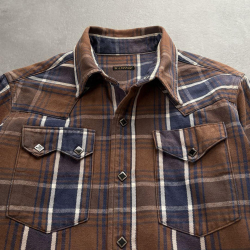 KAPITAL Check Western Shirt Gacha Pocket Long Sleeve Brown KAPITAL Check Western Shirt Gacha Pocket Long Sleeve Brown