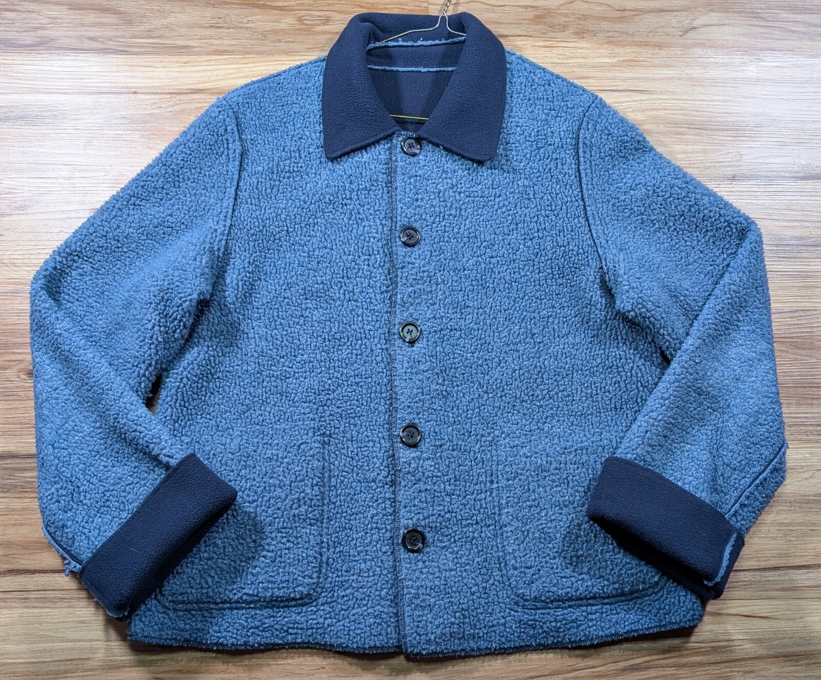 Vtg Faded Glory Shearling Barn Jacket Womens Sz M Blue Cozy Cottagecore Granny