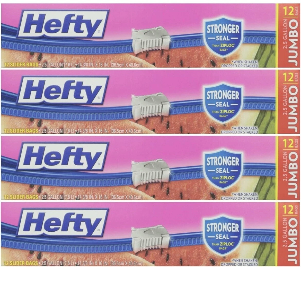 Hefty Slider Jumbo Food Storage Bags - 2.5 Gallon size, 12 Count