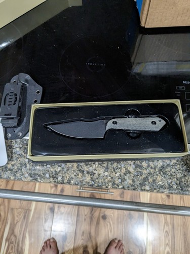 Kizer CPM-10V Maverick Customs Harpoon Fixed Blade Knife Micarta3.94" Black - Picture 9 of 10
